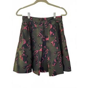 Banana Republic Women's Skirt - Olive and Pink Camouflage-like Print - Size 4